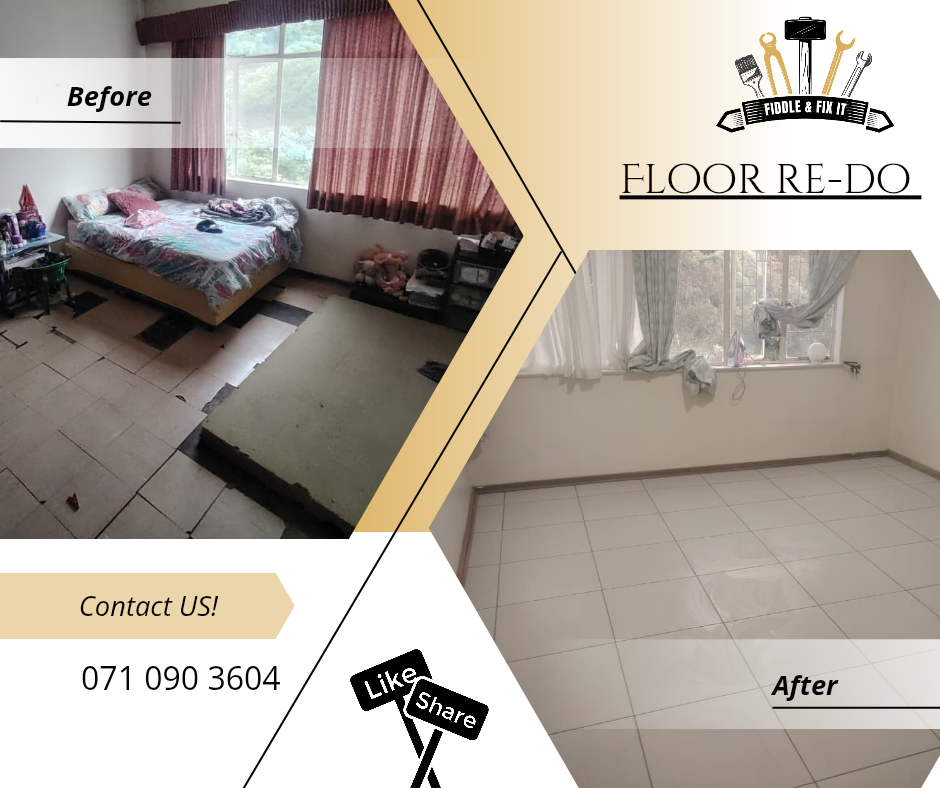 Bedroom floor replacement before and after